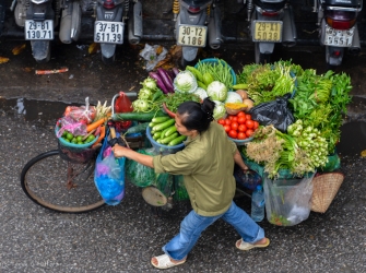 Produce section Hanoi vendor